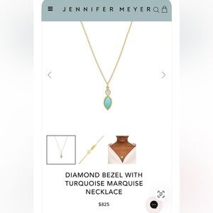 Jennifer Meyer 14k gold Diamond & Turquoise Bezel Necklace -shortened to choker